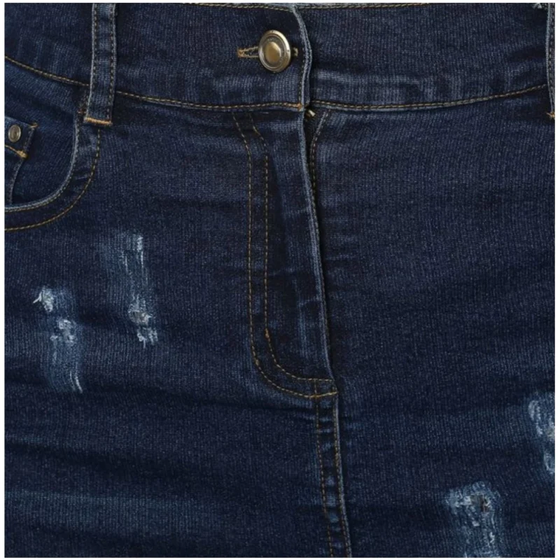 Alternative view of Women's Denim Distressed Buttoned Skirt (Blue)