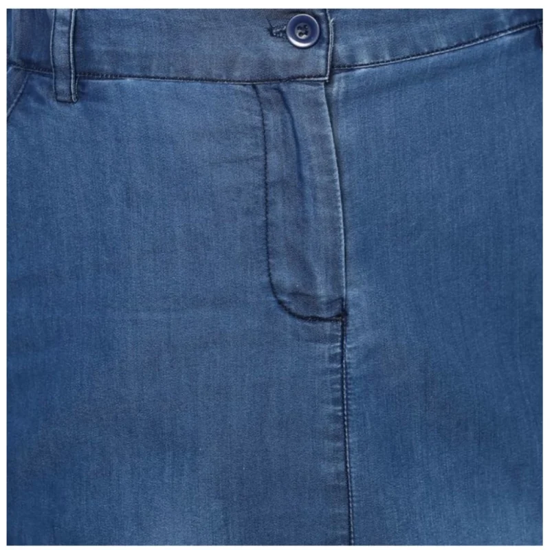 Alternative view of Women's Denim Washed Buttoned Skirt (Blue)