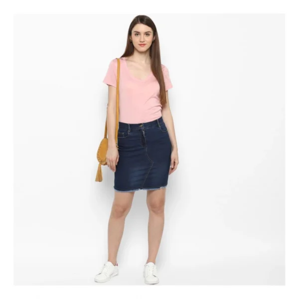 Generic Women's Denim Stitching Pattern Buttoned Skirt (Blue) - Image 6