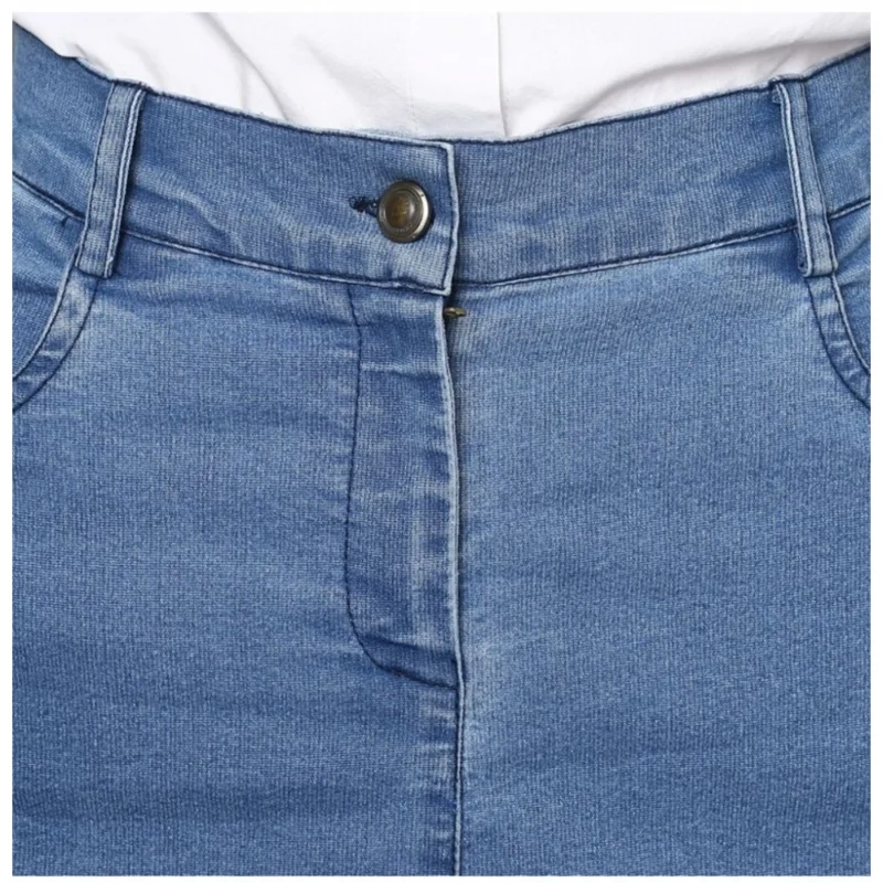 Alternative view of Women's Denim Washed Buttoned Skirt (Blue)