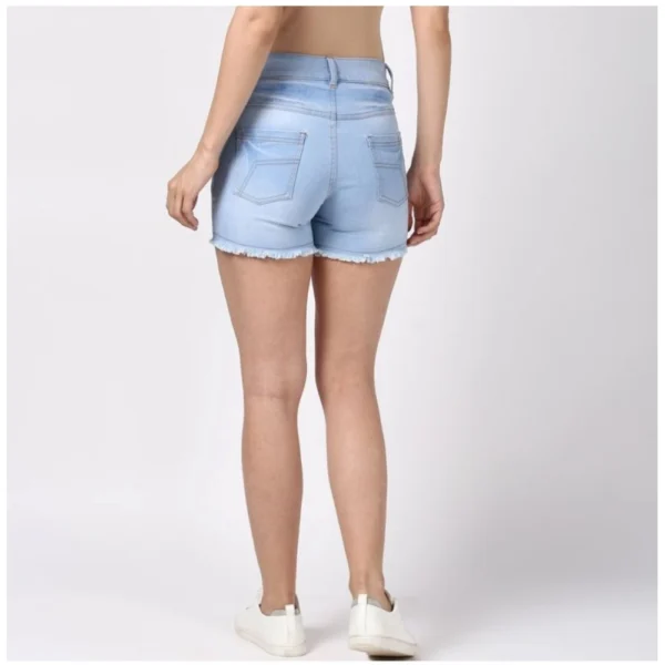Generic Women's Denim Solid Buttoned Shorts (Blue) - Image 6