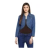 Women's Denim Solid 3-4th Sleeves Shrug (Blue)
