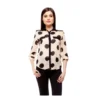 Women's Polyester Polka Roll Up Sleeve Standard Length Shirt (Peach)