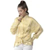 Generic Women's Polyester Striped Long Sleeves Top (Yellow)