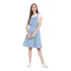 Generic Women's Denim Solid Sleeveless Above Knee Dress (Blue)