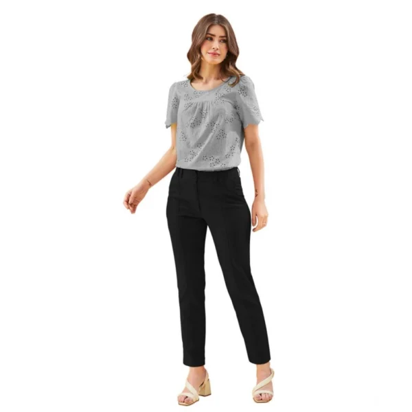 Women's Polyester Solid With Pocket Pant (Black) - Image 4