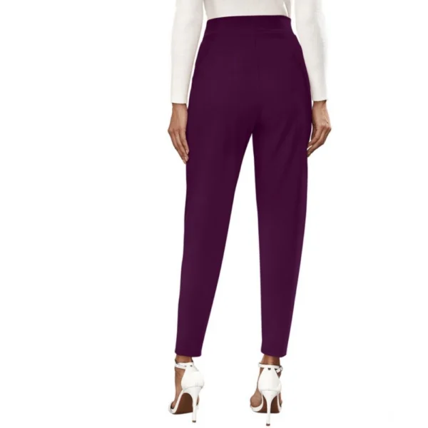 Women's Polyester Solid With Pocket Pant (Wine) - Image 2