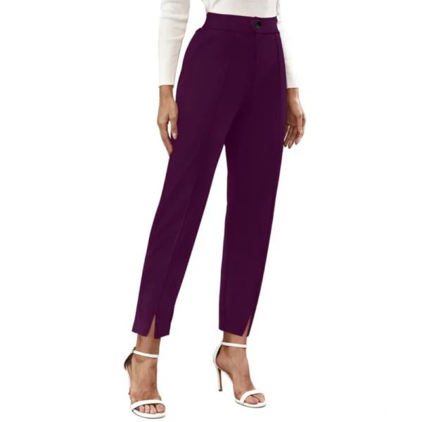 Women's Polyester Solid With Pocket Pant (Wine) - Image 5