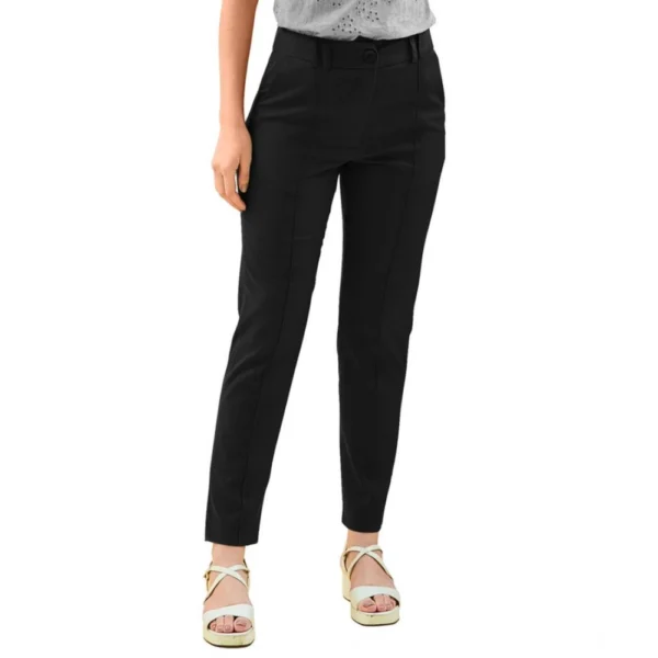 Women's Polyester Solid With Pocket Pant (Black) - Image 5
