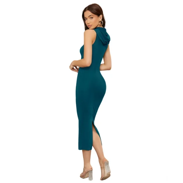 Generic Women's Knitting stretchable Solid Round Neck Sleeveless Dress (Morpich) - Image 5