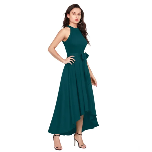 Generic Women's Polyster Solid Halter Neck Sleeveless Dress (Morpichh) - Image 5