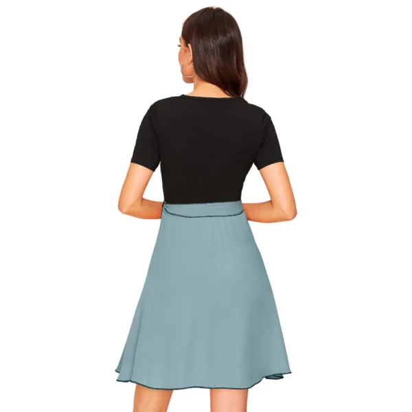 Generic Women's Knitting stretchable Solid Round Neck Cap Sleeve Dress (Pista) - Image 5
