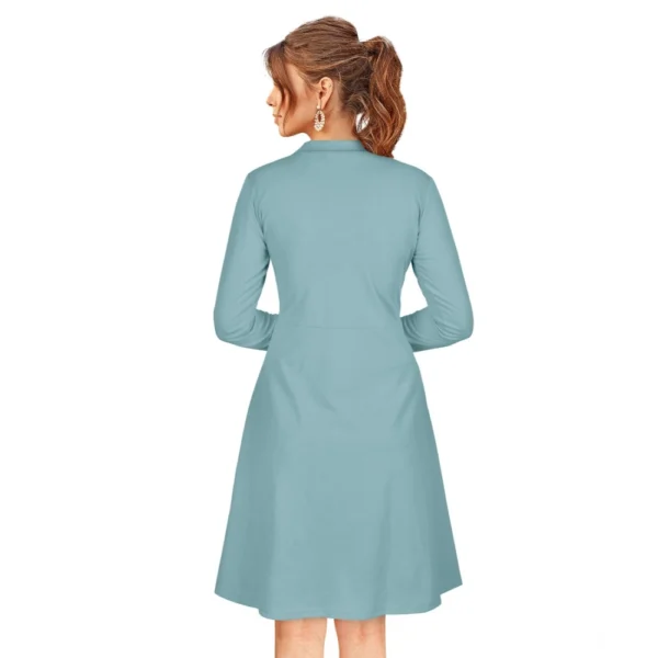 Women's Knitting stretchable Solid Round Neck Full Sleeve Dress (Pista) - Image 5