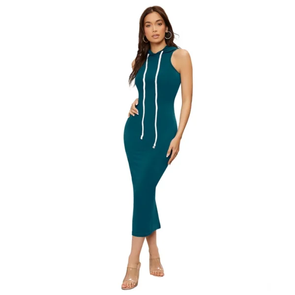 Generic Women's Knitting stretchable Solid Round Neck Sleeveless Dress (Morpich) - Image 2