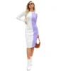 Generic Women's Knitting stretchable Solid Round Neck Full Sleeve Dress (Purple)