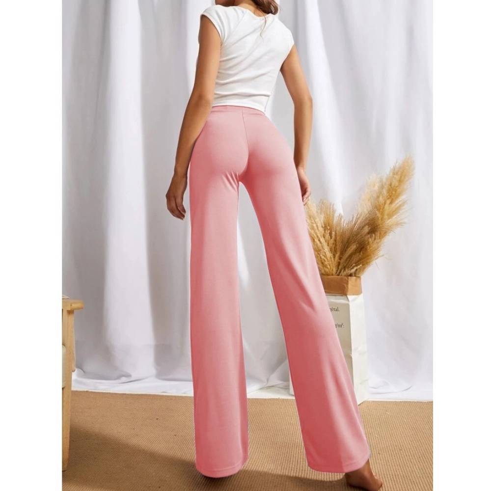 Women's Polyester Solid Regular Fit Pant (Peach) - Image 5