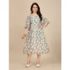 Women's Georgette Printed Round Neck Short Sleeve Dress (Pink)