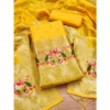 Women's Banarasi Silk Printed Unstitched Salwar Suit Material With Dupatta (Yellow, 3Mtrs)