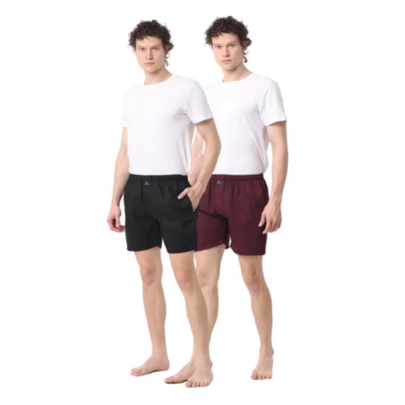 Generic Pack_of_2 Men's Polycotton Solid Boxer Shorts (Multicolor)