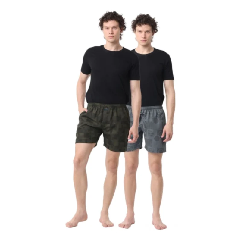 Generic Pack_of_2 Men's Polycotton Printed Boxer Shorts (Multicolor)