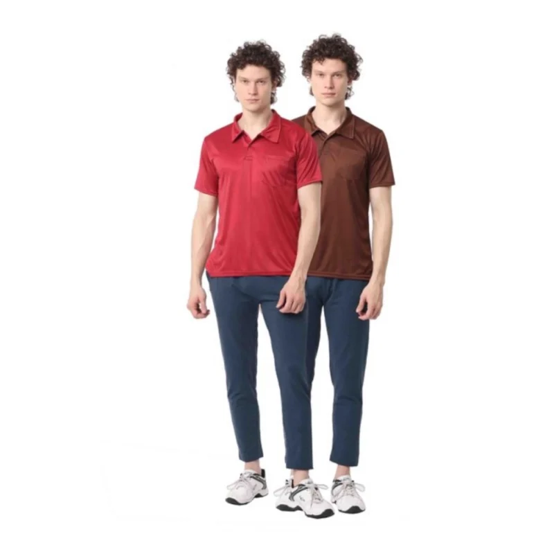 Generic Pack of 2 Men's Casual Cotton Blend Solid Short Sleeve Tshirts (Multicolor)