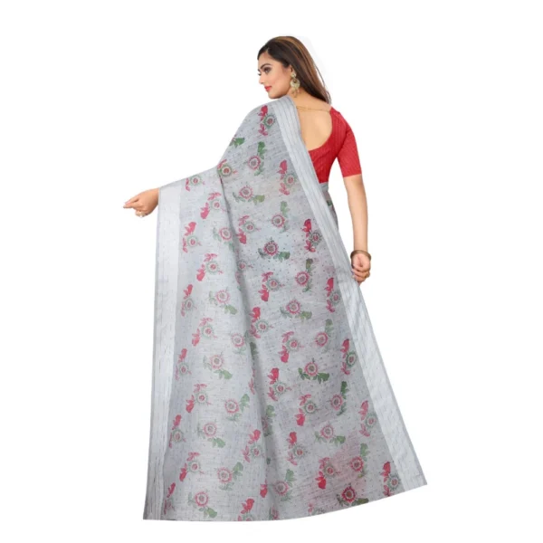 Women's Cotton Saree (Grey,5-6Mtrs) - Image 2