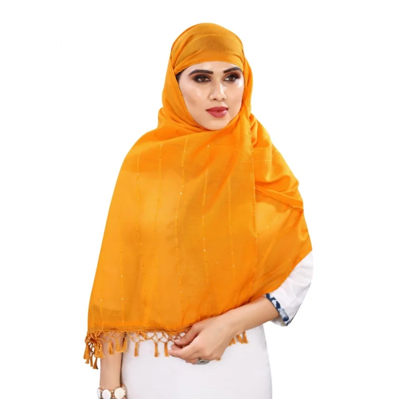 Women's Cotton Silk Strips Printed Dupatta (Musterd Yellow, Length:2-2.4 mtr) - Image 4