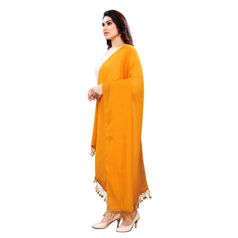 Women's Cotton Silk Strips Printed Dupatta (Musterd Yellow, Length:2-2.4 mtr) - Image 2