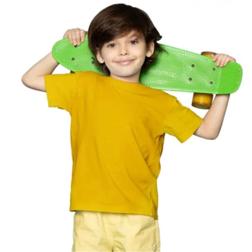 Boys Cotton Plain Half Sleeve TShirt (Yellow) - Image 5