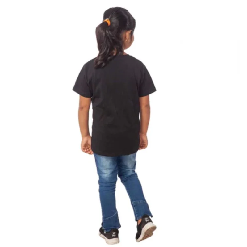 Alternative view of Generic Girls Cotton Unicorn Face Half Sleeve TShirt (Black)