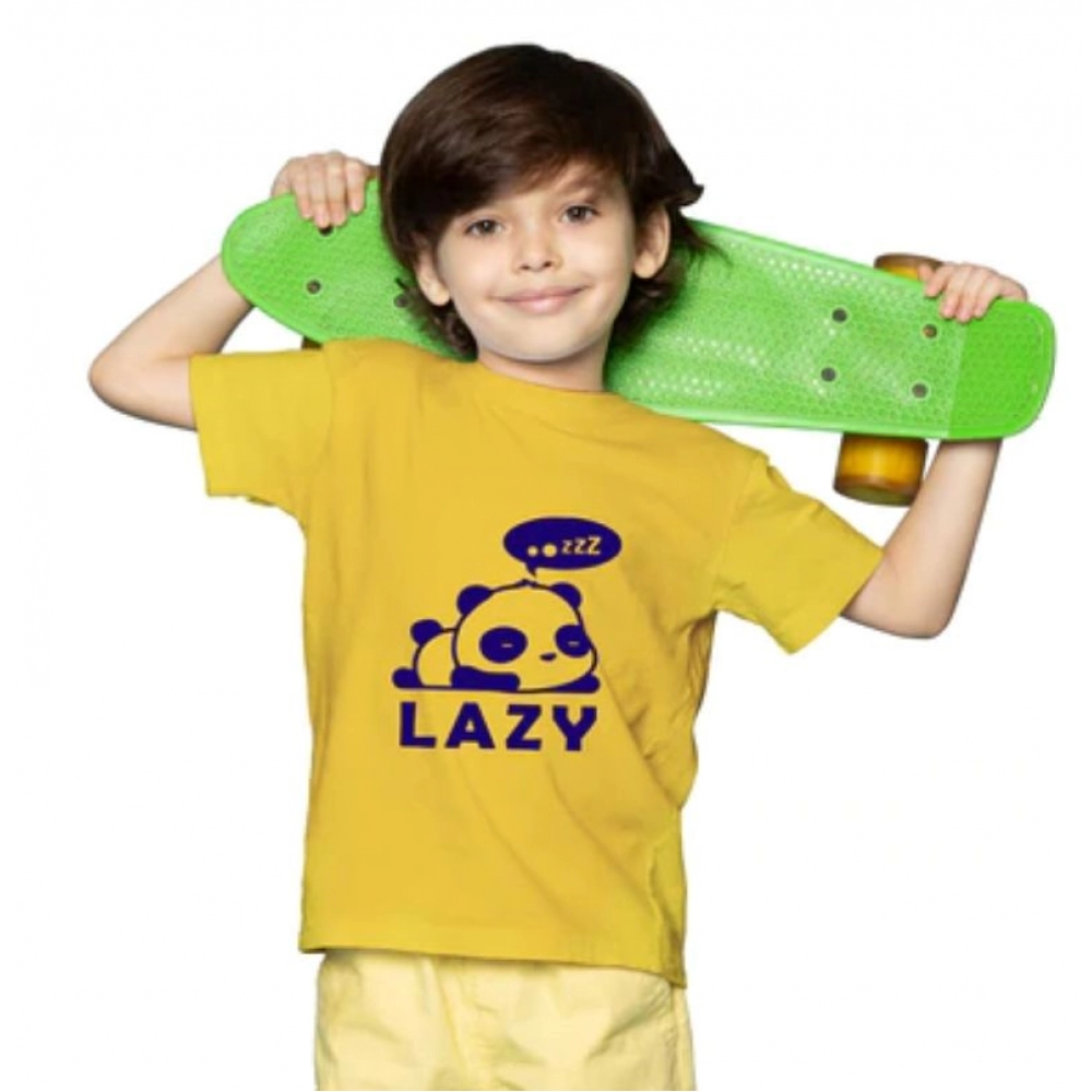 Generic Boys Cotton Lazy Half Sleeve TShirt (Mustard) - Image 4