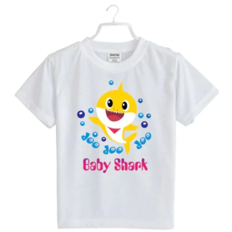 Alternative view of Generic Girls Cotton Baby Shark Half Sleeve TShirt (White)