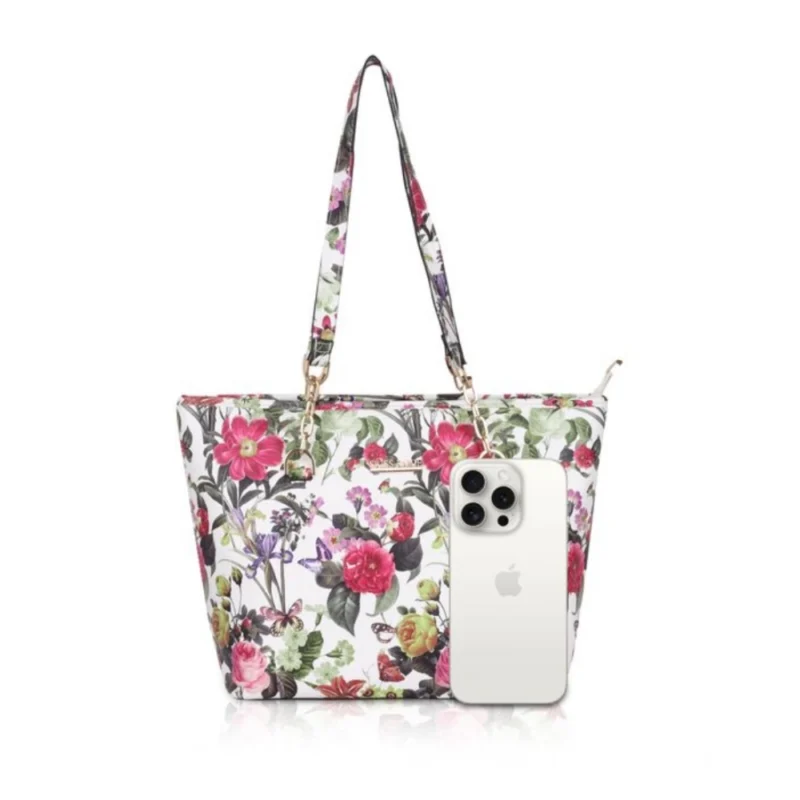Alternative view of Women's Faux Leather Printed Tote Bag (White Pink)
