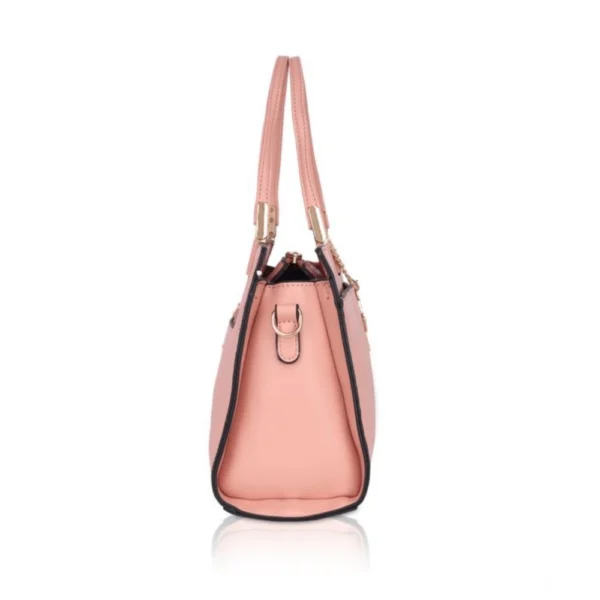 Women's Faux Leather Textured?Adjustable?Long?Belt Handbag (Pink) - Image 5
