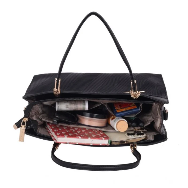 Alternative view of Women's Faux Leather Textured?Adjustable?Long?Belt Handbag (Black)