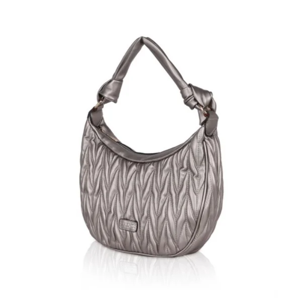 Generic Women's Faux Leather Textured Handbag (Silver Grey) - Image 6