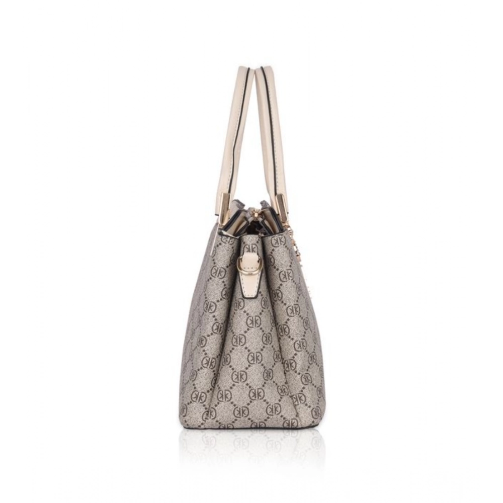 Women's Faux Leather Printed Handbag (Beige) - Image 5