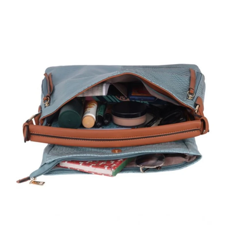 Alternative view of Women's Faux Leather Textured?Sling Bag (Blue)