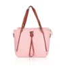 Women's Faux Leather Textured?Tote Bag (Pink)