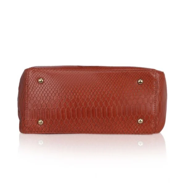 Women's Faux Leather Textured?Tote Bag (Brown) - Image 2
