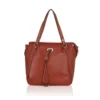 Women's Faux Leather Textured?Tote Bag (Brown)