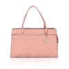 Women's Faux Leather Textured?Adjustable?Long?Belt Handbag (Pink)