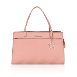 Women's Faux Leather Textured?Adjustable?Long?Belt Handbag (Pink)