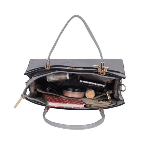 Women's Faux Leather Textured?Adjustable?Long?Belt Handbag (Grey) - Image 2