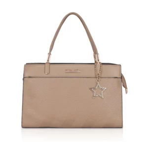 Women's Faux Leather Textured?Adjustable?Long?Belt Handbag (Khaki)