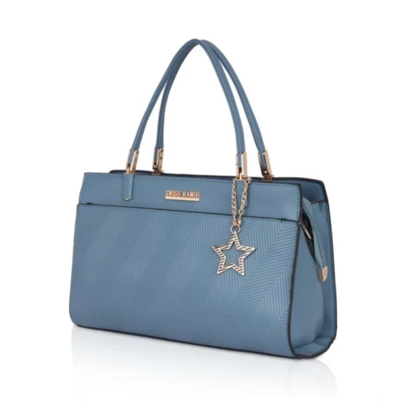 Women's Faux Leather Textured?Adjustable?Long?Belt Handbag (Blue) - Image 6