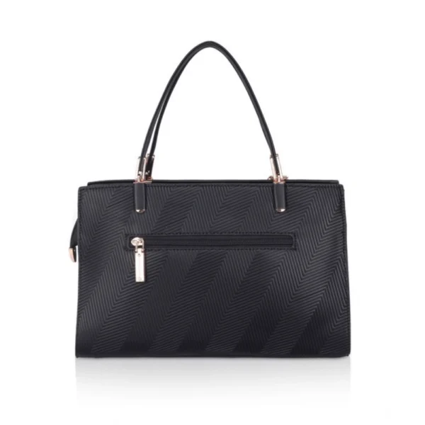 Women's Faux Leather Textured?Adjustable?Long?Belt Handbag (Black) - Image 5