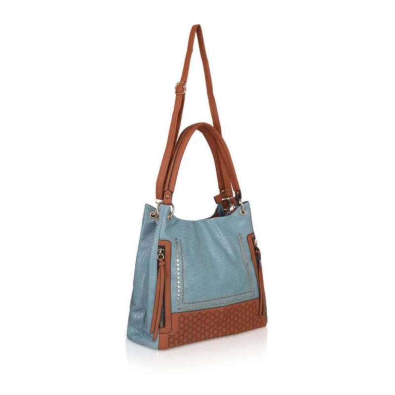 Alternative view of Women's Faux Leather Textured?Tote Bag (Grey)