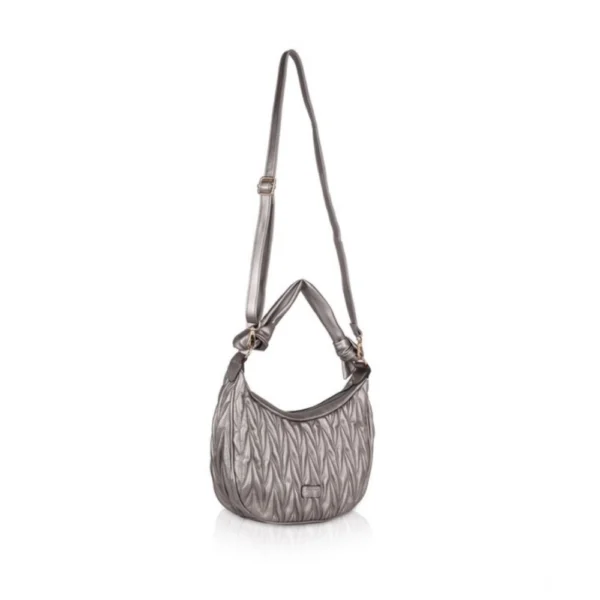 Generic Women's Faux Leather Textured Handbag (Silver Grey) - Image 3