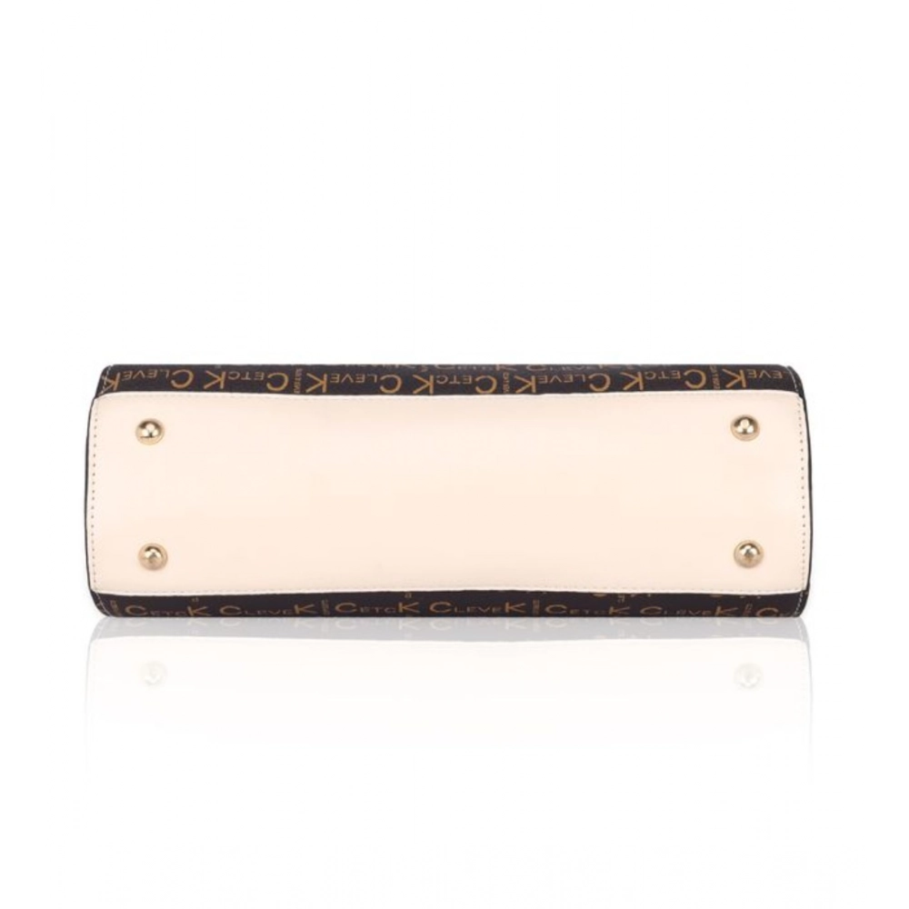 Women's Faux Leather Printed Handbag (Beige) - Image 5